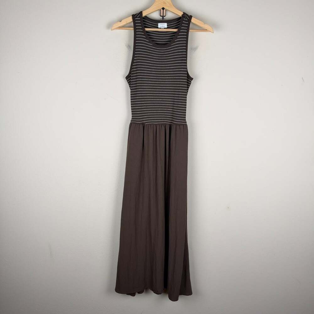 Z Supply Evereve Brown Charlotte Striped Mixed Blend Midi Tank Dress Sz S